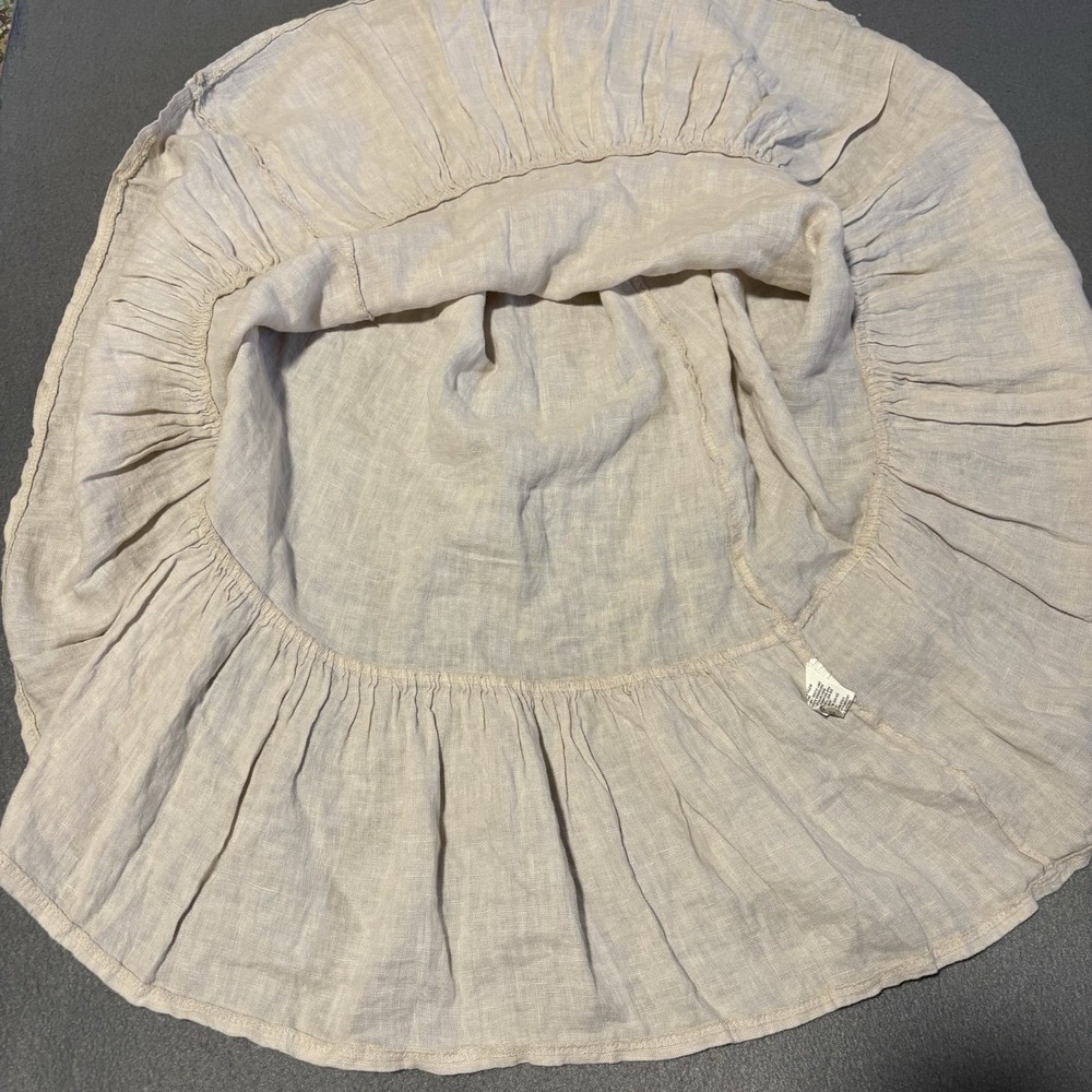 Bellambra Ruffled Dress Women M Ecru 100% Linen Made In Italy Spaghetti Strap - Picture 8 of 11